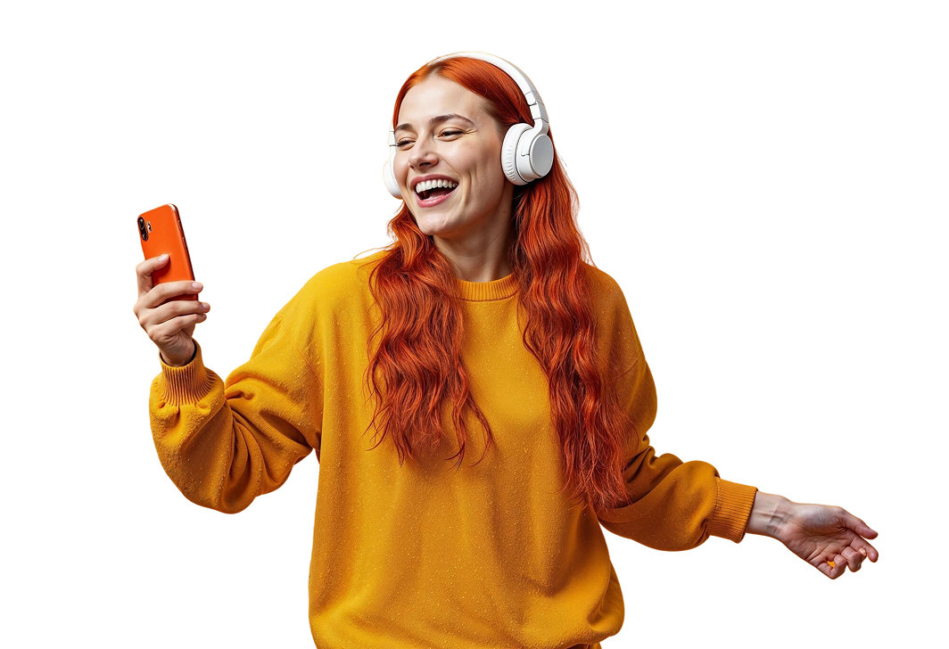 Mulher com fones de ouvido